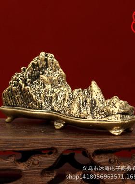 创意新款古铜器实心假山笔架办公书房桌面镇纸茶宠摆件装饰工艺品