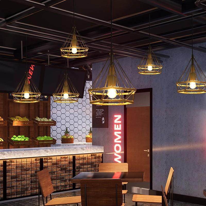 麻绳复古吊灯工业风铁艺餐厅酒吧服装烧烤店复古装饰店铺商用灯具,淘宝优惠券,粉丝福利购,淘宝优惠卷
