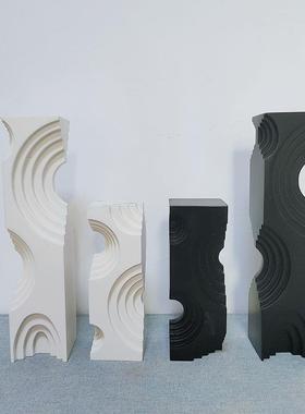 实木简约创意年轮立柱摆件客厅酒店前台装饰品直播背景板民宿立柱