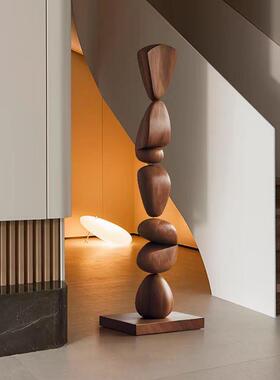 品牌店商场实木雕塑装饰品酒店售楼处软装木雕落地艺术装置陈列品