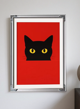 猫咪艺术挂画卧室客厅小众油画