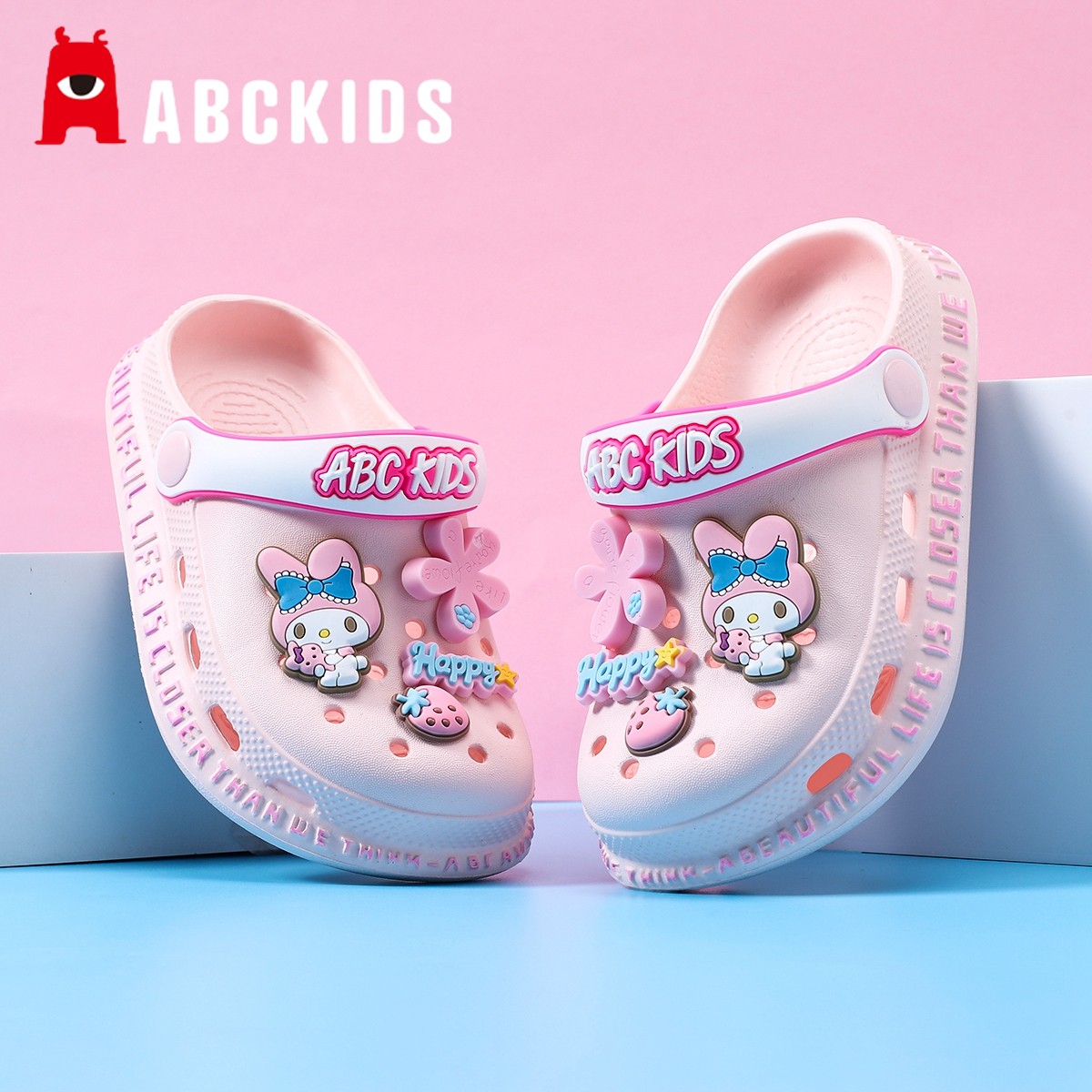 abckids女童洞洞鞋儿童拖鞋夏季新款防滑凉拖宝宝女孩凉鞋沙滩鞋,淘宝优惠券,粉丝福利购,淘宝优惠卷