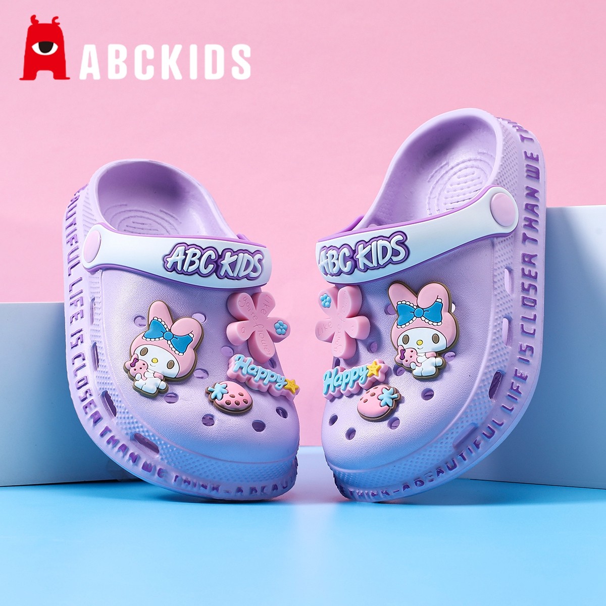 abckids女童洞洞鞋儿童拖鞋夏季新款防滑凉拖宝宝女孩凉鞋沙滩鞋,淘宝优惠券,粉丝福利购,淘宝优惠卷