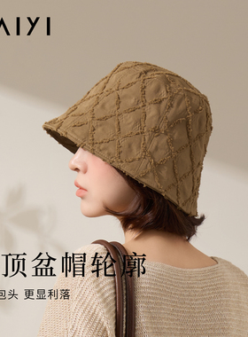 日系菱形水桶帽百搭显脸小防晒帽