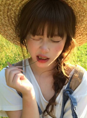 农场主的女儿手工草帽女夏出片