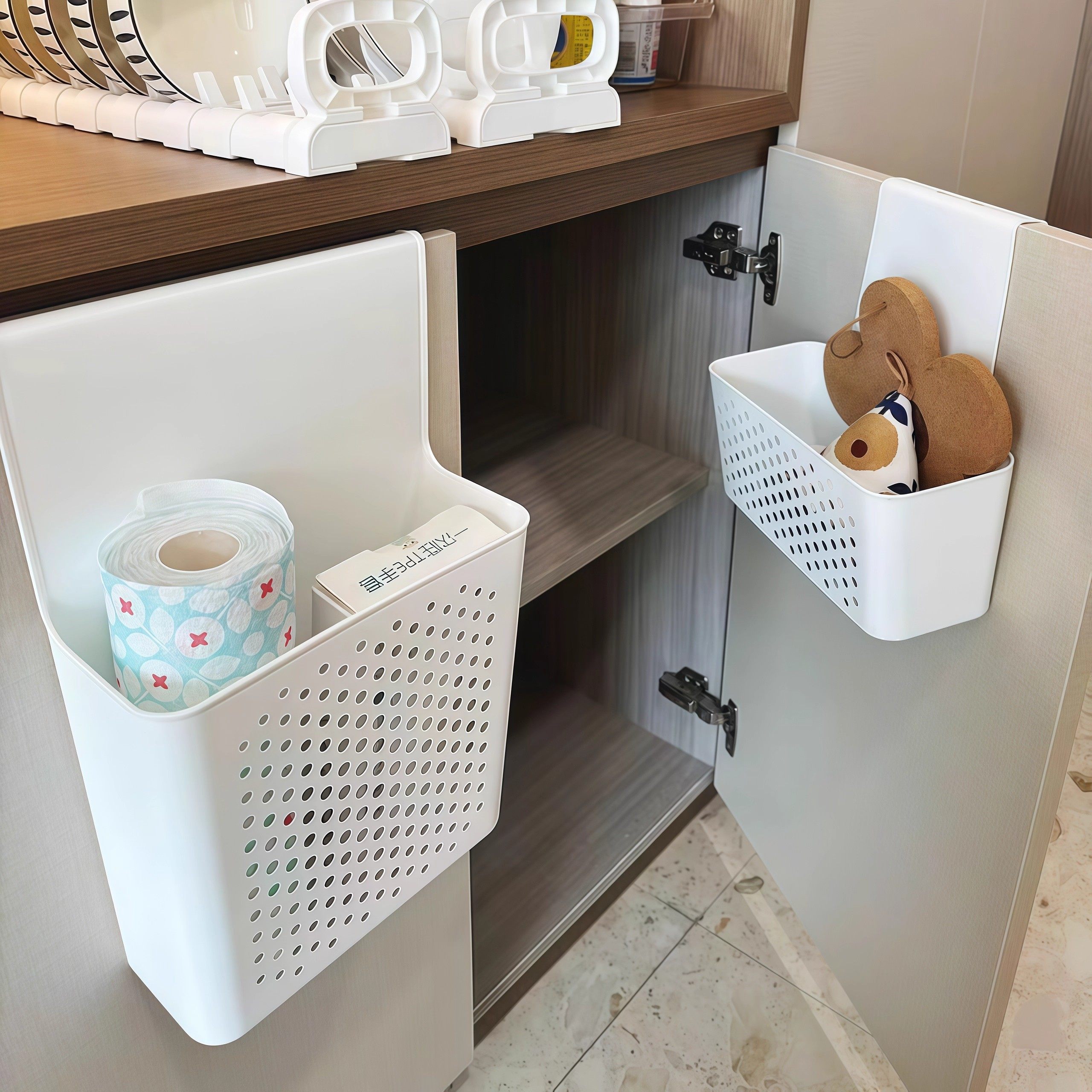 壁挂收纳盒厨房柜门内侧置物架挂钩保鲜膜橱柜门挂篮后神器收纳架,淘宝优惠券,粉丝福利购,淘宝优惠卷