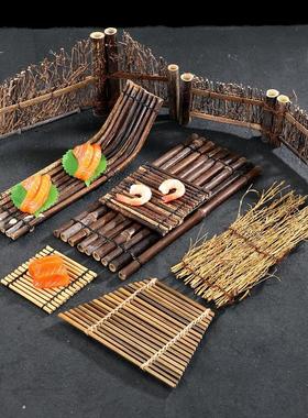 刺身装饰品摆件日式烤肉竹排竹篱笆海鲜姿造摆盘道具酒店冷菜盘饰