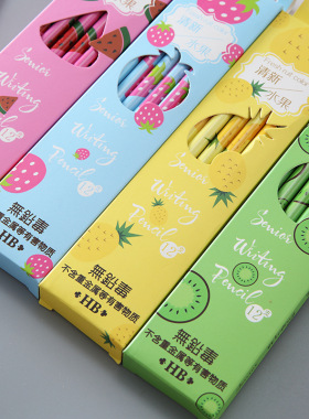 卡通12支盒装铅笔创意铅笔水果设计小学生HB带橡皮擦铅笔儿童礼品