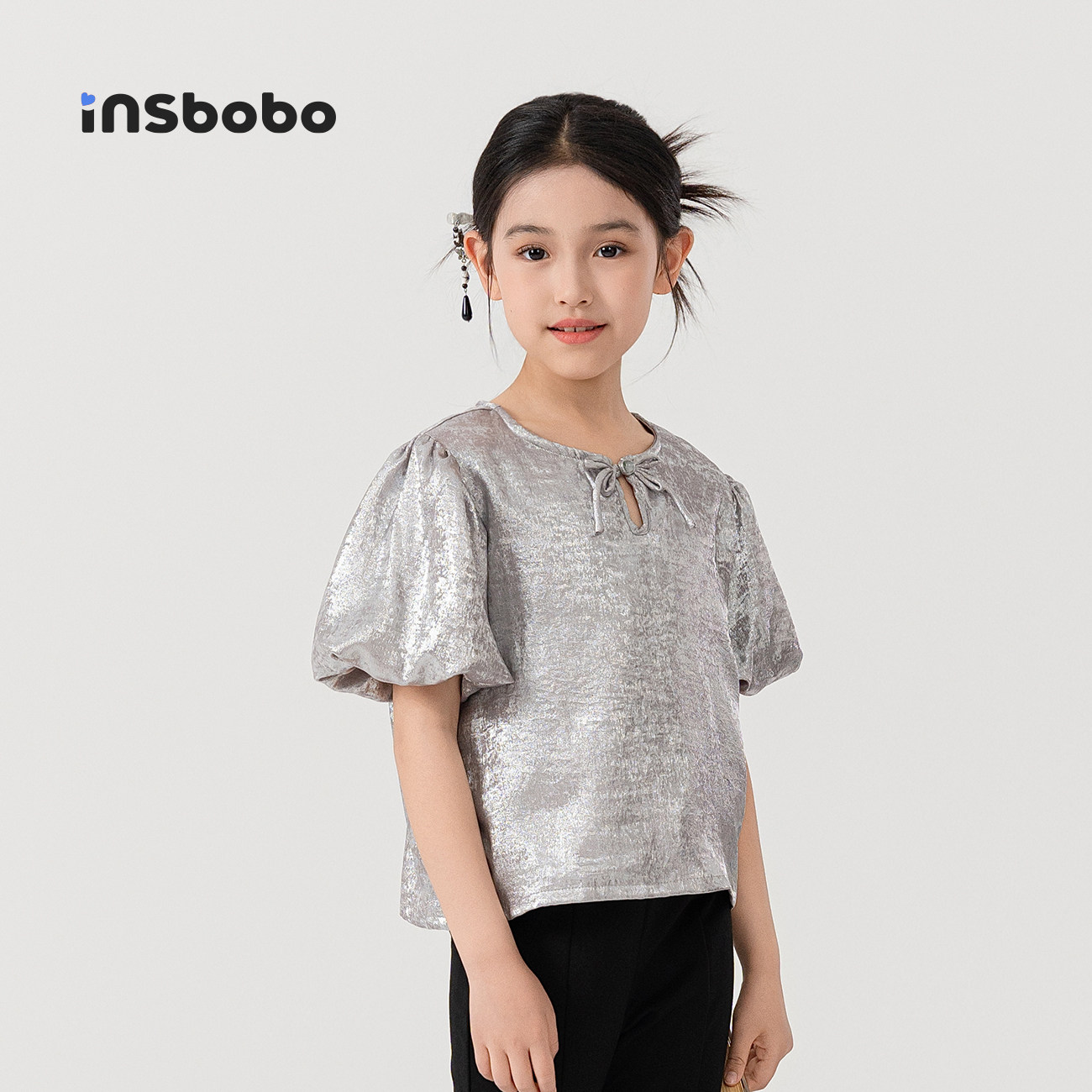INSbobo童装汉服女童t恤2026新款小女孩礼服上衣洋气时髦儿童夏装,淘宝优惠券,粉丝福利购,淘宝优惠卷