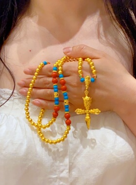 黄金包银十字金刚杵项串可DIY