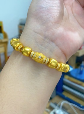 花丝镶钻金包银手串方糖珠可diy