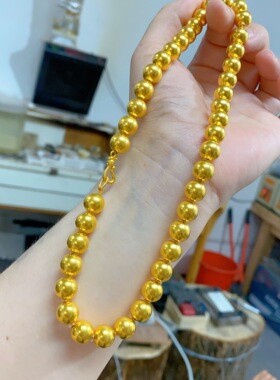 金包银圆珠项链佛珠可DIY叠戴