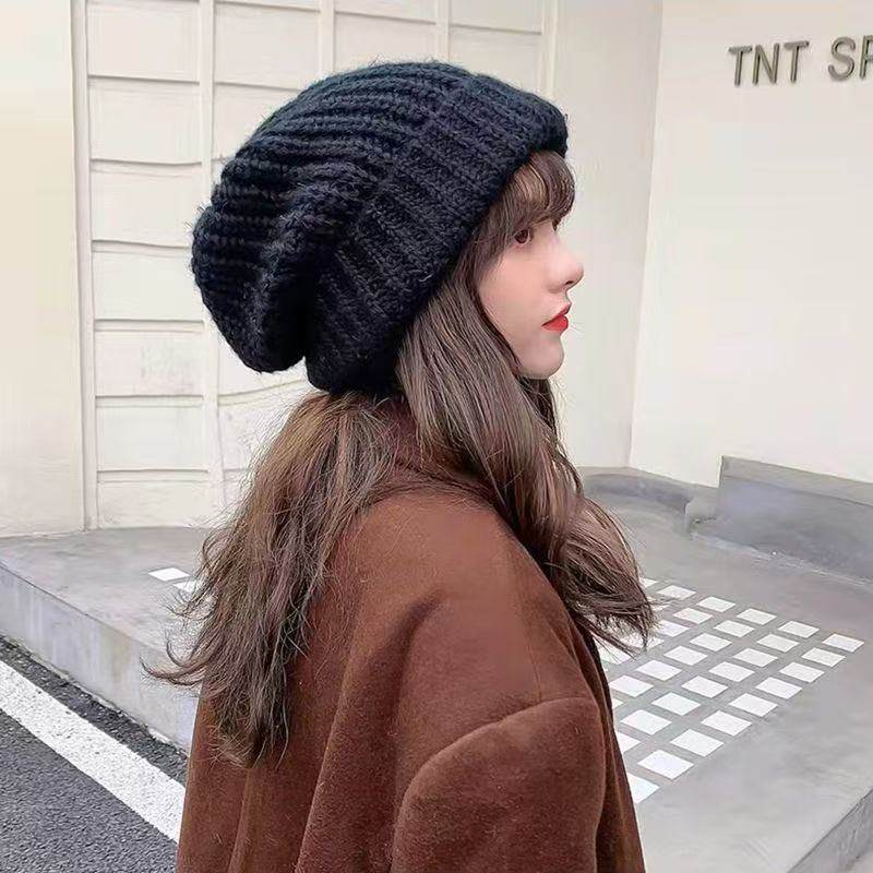 新款毛线帽子女秋冬季加绒加厚保暖堆堆冷帽大头围护耳百搭针织帽,淘宝优惠券,粉丝福利购,淘宝优惠卷