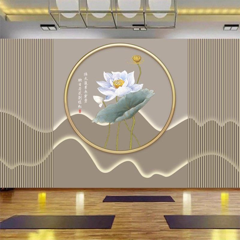 3d立体荷花墙布卧室沙发茶室背景墙纸理疗中医养生馆壁纸客厅壁画,淘宝优惠券,粉丝福利购,淘宝优惠卷