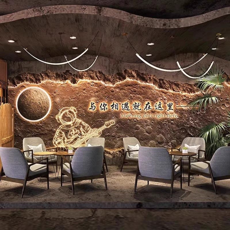 复古工业破烂水泥砖壁画餐厅奶茶店墙布网红打卡棋牌室背景墙壁纸,淘宝优惠券,粉丝福利购,淘宝优惠卷
