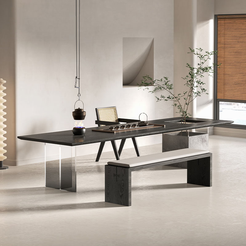 侘寂风茶台简约现代桌子客厅设计师实木泡茶桌办公室大板茶几盆栽,淘宝优惠券,粉丝福利购,淘宝优惠卷