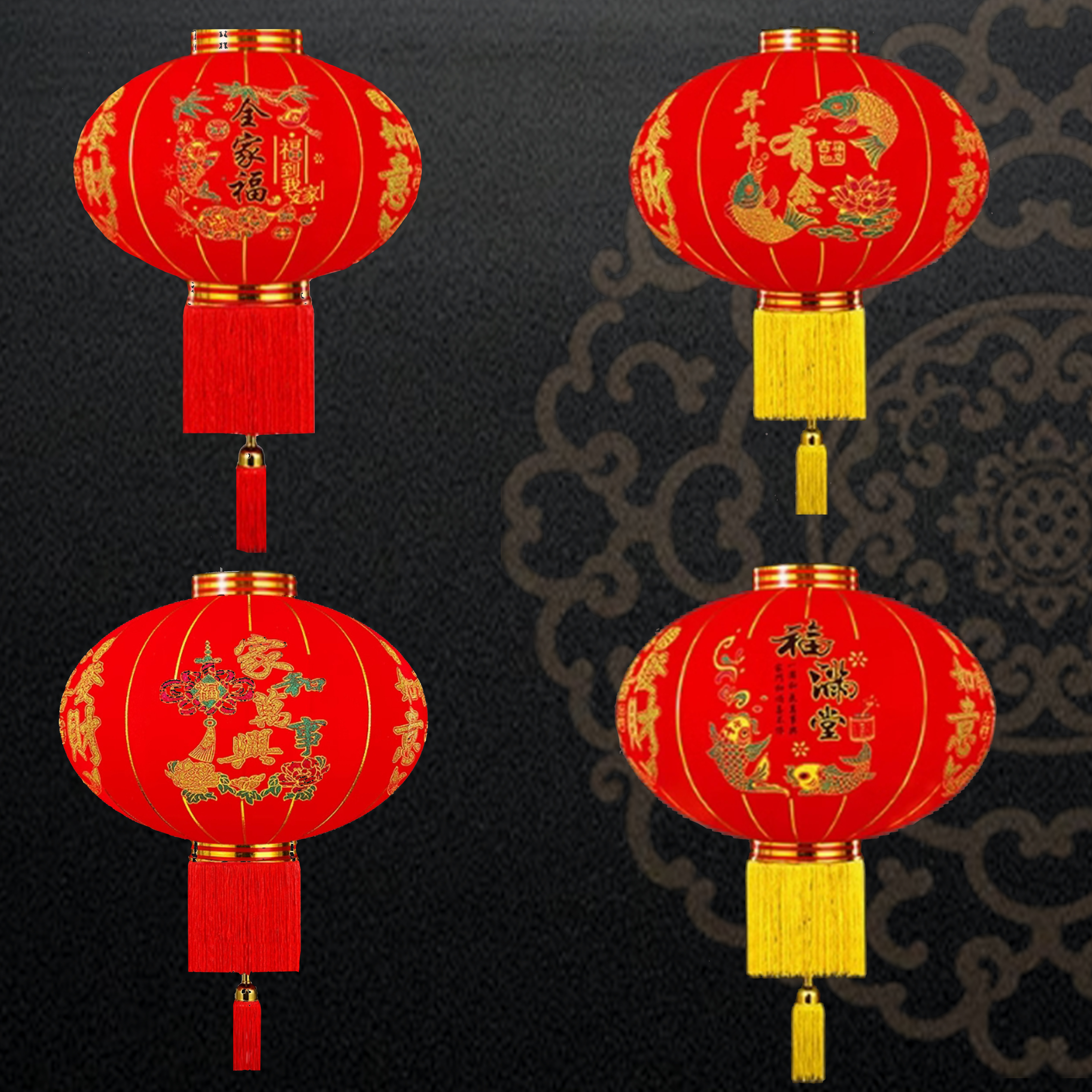 春节新年农村大门口红灯笼户外防水乔迁喜庆装饰阳台植绒灯笼挂饰,淘宝优惠券,粉丝福利购,淘宝优惠卷