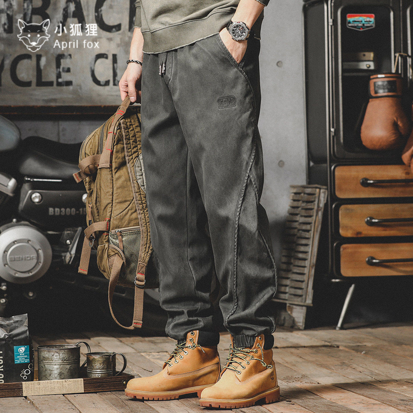 英国小狐狸设计感重磅工装裤潮牌宽松休闲裤男士美式复古束脚裤,淘宝优惠券,粉丝福利购,淘宝优惠卷