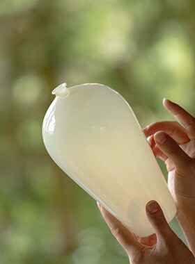 即素冰玉玻璃水滴花器高端纯手工装饰插花瓶简约百搭家居花器摆件