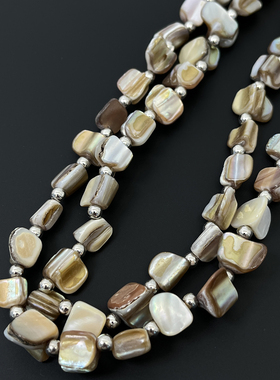 Vintage古着 Beige shell gravel necklace项链
