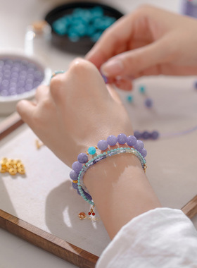 新中式紫色手串国风新款串珠手链