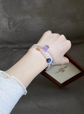 白水晶手串珠手链女神简约小众