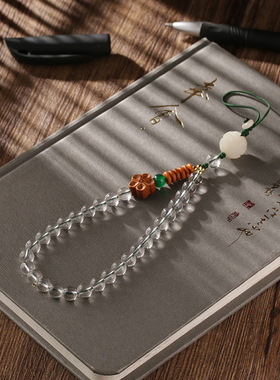 天然白水晶手机链高级挂件文艺小