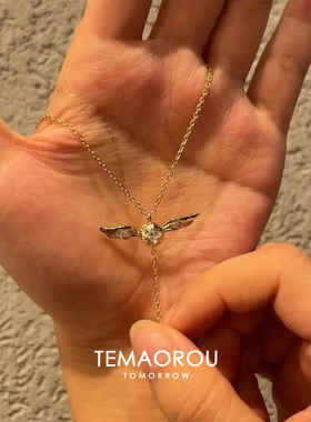 复古金色飞贼翅膀项链高级感轻奢