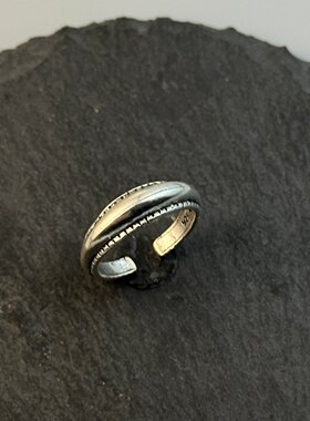 极简颗粒边开口素圈戒指潮流时尚