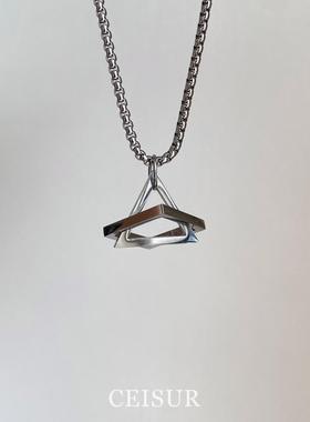 早秋新款几何三角形正方形项链女