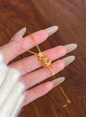 复古金色爆闪星星圣诞树项链圣诞