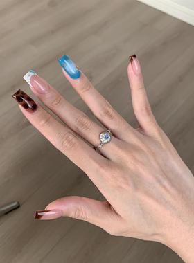 银色复古拉丝星芒豆豆戒指高级感