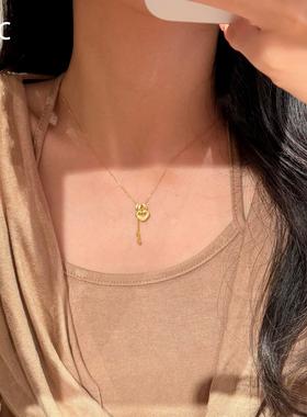 新中式金色平安锁钱币项链千金感