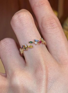 爆闪多巴胺彩色麦穗戒指精致漂亮