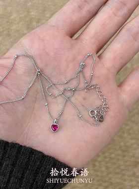 Mini粉色爱心吊坠项链甜美风气质