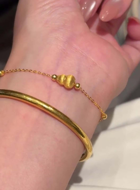 古法金色拉丝葫芦小圆珠手链轻奢