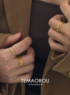 极色金色马蹄扣戒指小众设计气质