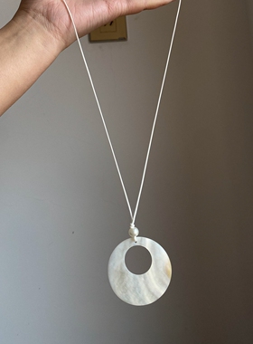 简约圆形镂空吊坠长款项链简约女