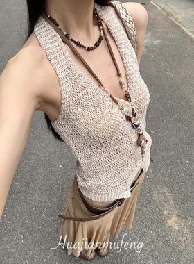 新中式串珠小花项链女高级感小众