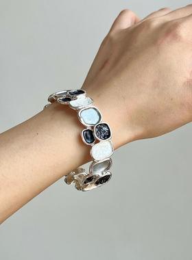 中古不规则方形拼接手镯时尚精致