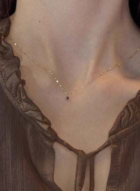 极细紫色不规则项链高级感轻奢女