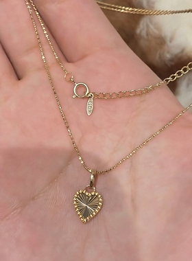 日系爆闪金色镭射爱心项链女百搭