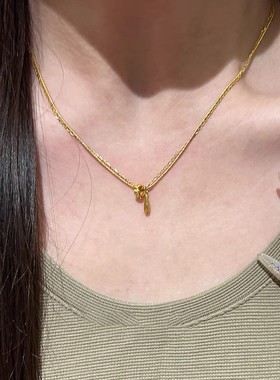 清冷感金色水滴转环项链气质轻奢