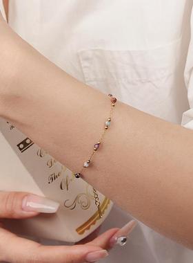 多巴胺彩色碎石拼接隔珠手链小众