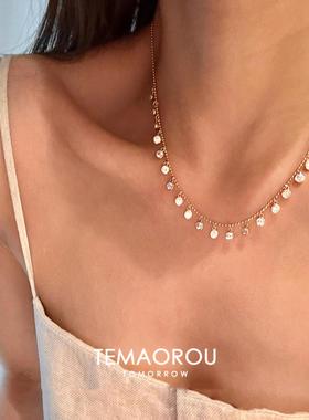 爆闪锆石泡泡钻十字架吊坠项链女