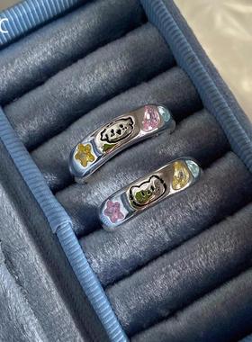 小猫小狗图案戒指女独特可爱小众