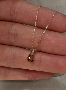 淡粉极细水滴项链轻奢简约高级感