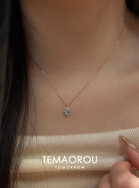 海宝蓝爱心方钻吊坠项链轻奢精致