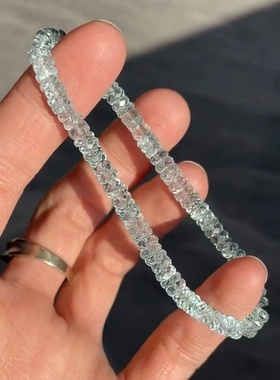 薄荷曼波色碎冰冰仿水晶串珠手链