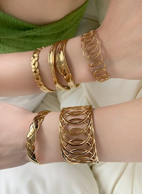 精致金色手镯夸张个性气质高级感
